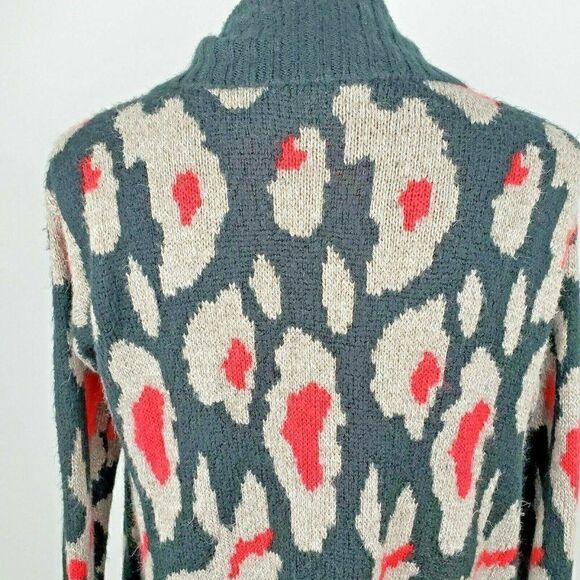 ROMEO & JULIET COUTURE Black Leopard Open Drape Front Long Cardigan Womens S - Picture 5 of 6